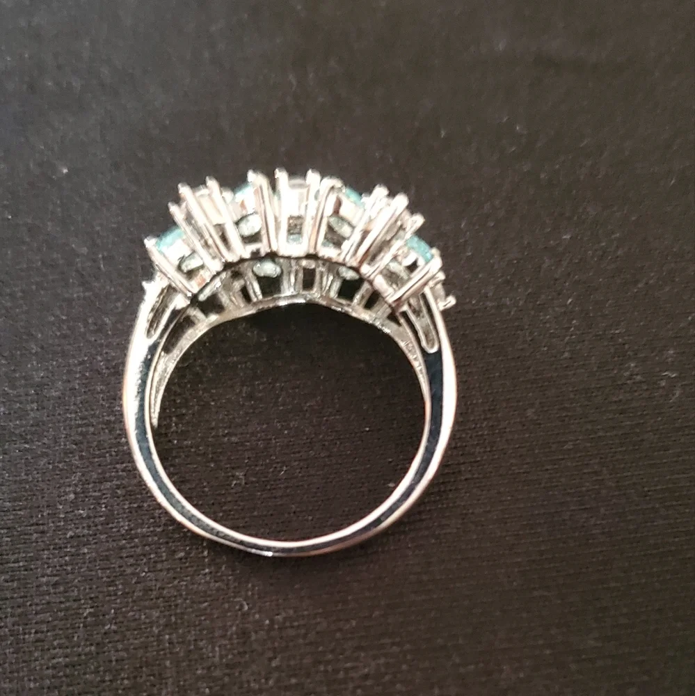 FREE Beautiful 925 Sterling Silver Sapphire & White Topaz Gemstones Ring - Picture 6 of 12